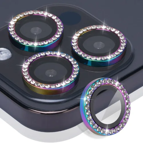 Vista 11 de Protector de lente de cámara para iPhone 15 Pro Max, protector de lente de vidrio templado con anillo de aleación de aluminio, compatible con iPhone
