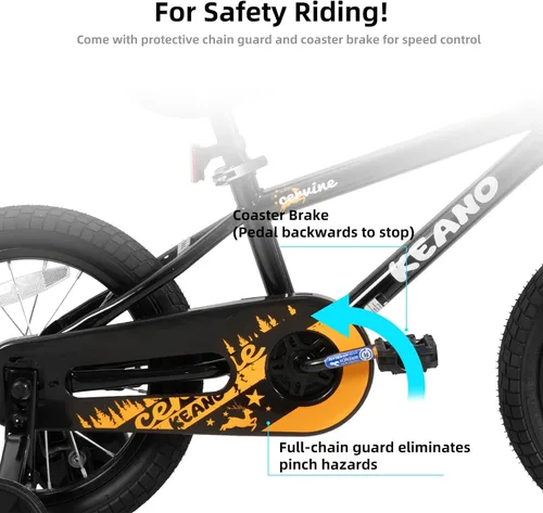 Vista 3 de KEANO Cervine 14 16 20 Inch Kids Bike for Boys Girls Ages 3-10 Years, 14 16 Inch Toddler BMX Bikes with Training Wheels and Basket, 20 in Children