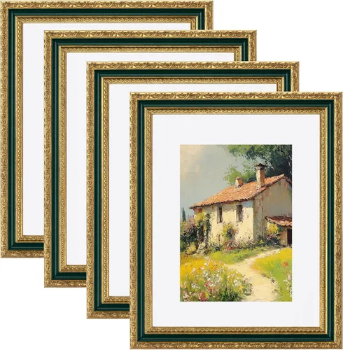Vista 13 de eletecpro 8x10 Vintage Picture Frame, Glass Cover, Gold, 4-Pack Dorado