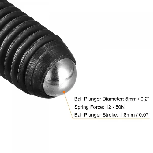 Vista 4 de uxcell Tornillos de fijación de punta de bola, 10 piezas M8 x 0.984 in de acero de alto carbono Métrico Spring Hex Socket Grub Tornillo