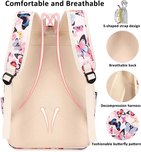 Vista 6 de Joyfulife Mochilas para niñas, mochilas para niños, mochilas para adolescentes, mochila para estudiantes escolares con lonchera, bolsas para lápices