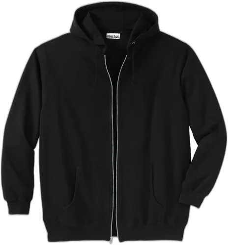 Vista 5 de KingSize - Chaqueta de forro polar con capucha y cremallera frontal para hombre Negro