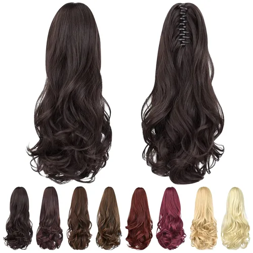 Vista 19 de extensión de cola de caballo, extensión de pelo con pinza de 12" cola de caballo rizada corta Extensión de pelo sintético de aspecto natural