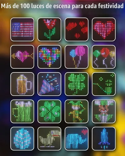Vista 6 de Avatar Controls Luces de cortina inteligentes, 540 LED, decoración navideña