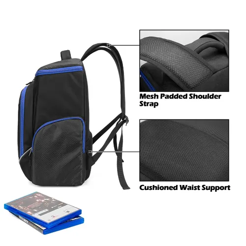 Vista 4 de Trunab Gaming Console Backpack Compatible with PS5PS4PS4 ProPS4 SlimXbox OneXbox One XXbox One S, Travel Carrying Bag with Multiple Pockets for 15.6