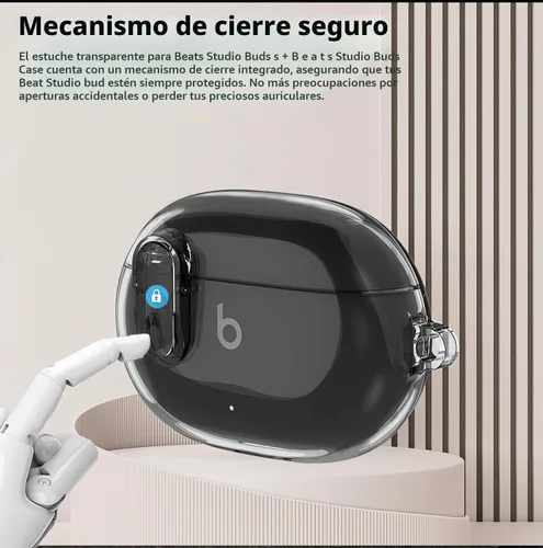 Vista 3 de Olytop para Beats Studio Buds/Buds + Funda Transparente con Cerradura 2021/2023, Funda Protectora de TPU Suave Transparente con Kit de Limpieza