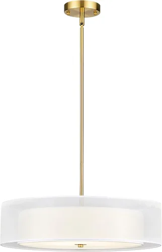 Vista 8 de VONLUCE Candelabros modernos, candelabros de tambor de 18 pulgadas con pantalla de tela de 2 capas, lámpara colgante de 4 luces con base E26
