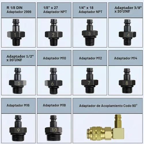 Vista 5 de JoyFans Herramienta probadora de presión de aceite, kit de medidor de presión de aceite de 0-140PSI para sistema de combustible, sensor mecánico