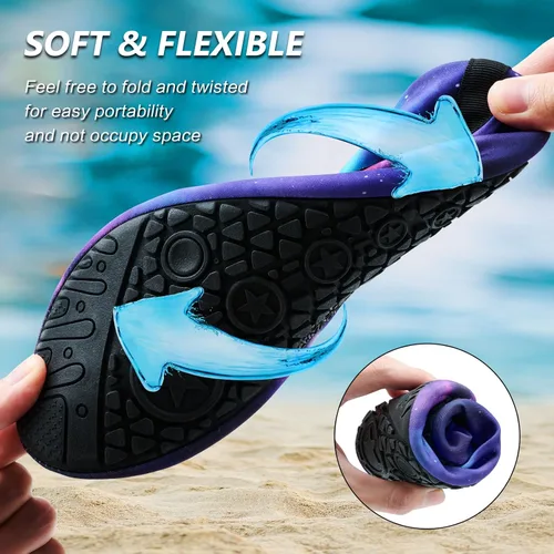 Vista 4 de Deevike Zapatos acuáticos para mujeres y hombres, estilo descalzo, de secado rápido, calcetines de agua sin cordones para playa, piscina, natación