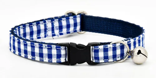 Vista 8 de Collar de Gato Azul con Diseño de Búfalo a Cuadros, Conjunto de Lazo para Boda/Cumpleaños, Collar Separable para Gatito