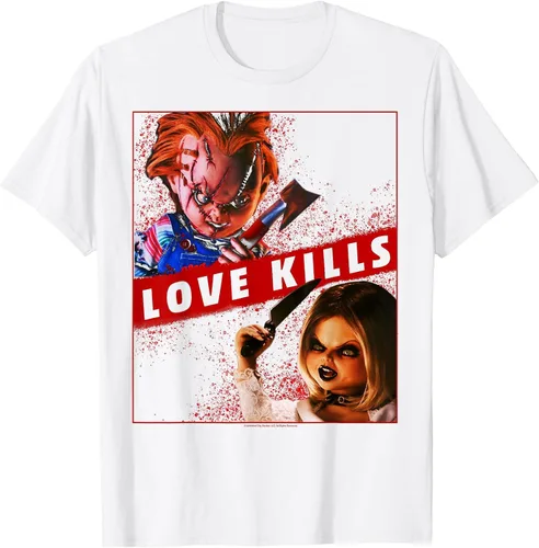 Vista 30 de Child's Play Chucky and Tiffany Love Kills T-Shirt Asphalt Grey