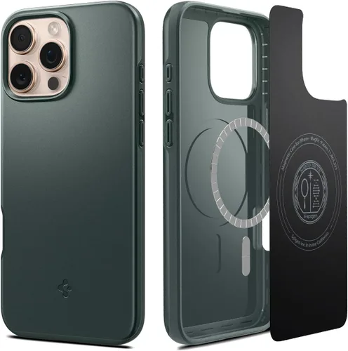 Vista 12 de Spigen Thin Fit MagFit Funda diseñada para iPhone 16 [Carcasa rígida] [Protección de grado militar] Compatible con MagSafe - Negro