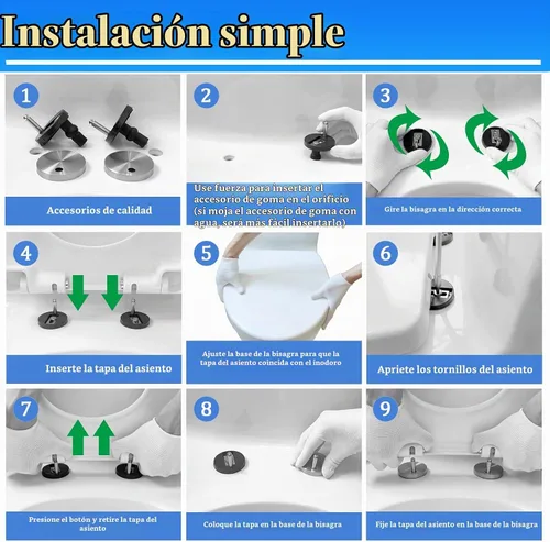 Vista 6 de MUU Asiento de inodoro, cierre lento, asiento de inodoro blanco resistente con parachoques de asiento antideslizantes, fácil de instalar y limpiar