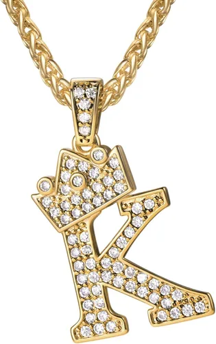 Vista 12 de U7 Crown Initial Number Necklace for Men Women A-Z Letter Pendant Chain a. Oro
