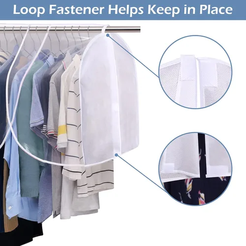 Vista 4 de SLEEPING LAMB Funda colgante para armario para almacenamiento, cubierta de hombro a prueba de polvo, protector de ropa para ropa, abrigos, trajes