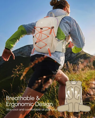 Vista 5 de Mochila pequeña para senderismo, camping, mochila para mujer, viaje y Beige