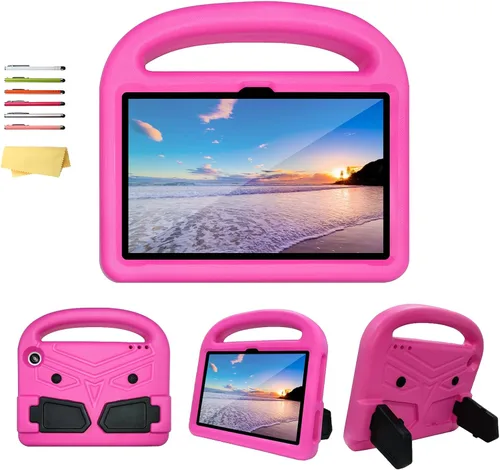 Vista 50 de Funda para tablet Kindle Fire 7 para niños (12.ª generación, versión 2022) con mango de pie de apoyo de forraje resistente, espuma EVA suave, a