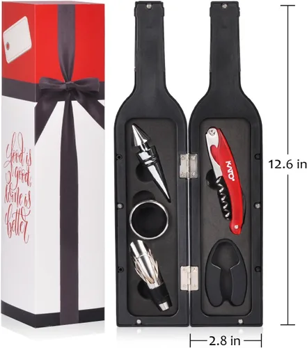 Vista 4 de Kato - Juego de regalo para abridor de botellas de vino, 5 piezas de sacacorchos de vino, accesorios para ganadores de juegos y adultos, grandes