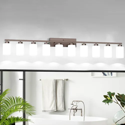 Vista 17 de IZORRO Lámparas de baño, modernas luces de tocador, accesorios de iluminación de baño sobre espejo con pantalla de vidrio transparente, aplique