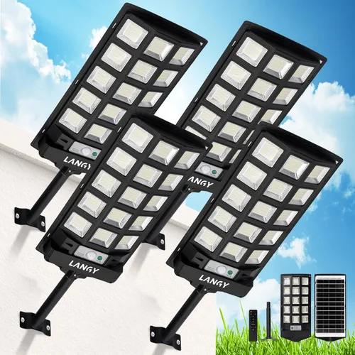 Vista 10 de Farolas solares impermeables para exteriores, sensor de movimiento de 6500 K del atardecer al amanecer con control remoto, luz LED de seguridad