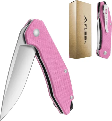 Vista 9 de FLISSA Cuchillo de bolsillo, cuchillo táctico plegable con mango G10, hoja D2, seguro de revestimiento, clip de bolsillo, cuchillo EDC para Negro