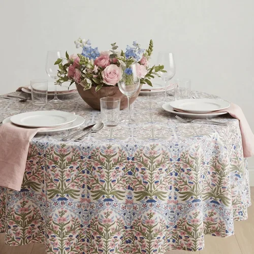 Vista 75 de ATOSII Mantel 100% algodón, Amara, floral, hecho a mano, rectangular, de lino, para cocina, comedor, fiestas, bodas, exteriores, picnics, Pascua