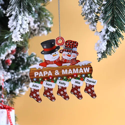 Vista 14 de Adornos de Navidad personalizados, nombres de familia, decoración de Navidad, decoración colgante de árbol, adorno de bendición de Feliz Navidad