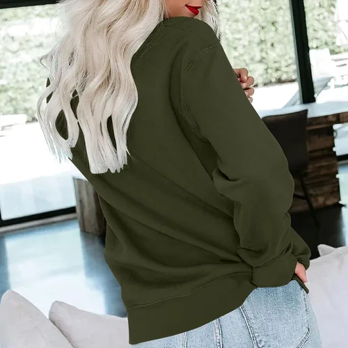 Vista 4 de Sudadera de manga larga con cuello redondo para mujer, a la moda 2023, ligera, suéter tipo túnica, informal, holgada, sin botones