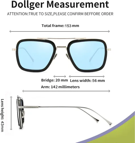 Vista 2 de Dollger Tony Stark - Lentes transparentes sin prescripción clásicas con marco de metal para hombres y mujeres Marco negro y doradolente transparente