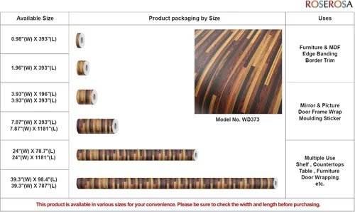 Vista 6 de ROSEROSA Peel and Stick Faux Panel Wood Architectural Film Self-Adhesive Vinyl Film Wallpaper Door Wrap Counter Top Border Mirror Molding Trim WD373