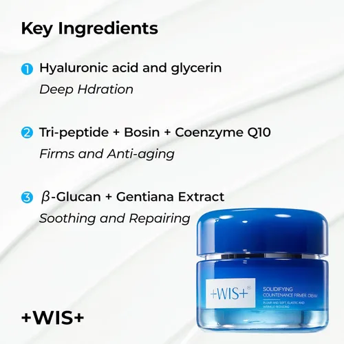 Vista 4 de +WIS+ Crema potenciadora de colágeno con péptidos 6X, hidratante péptido, crema facial reafirmante antienvejecimiento con ácido hialurónico