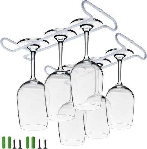 Vista 13 de Estante para copas de vino de 10 pulgadas debajo del gabinete, estante para almacenamiento de copas colgantes, organizador de vasos con secado