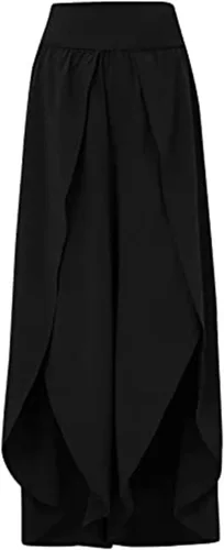 Vista 3 de Pantalones de pierna ancha con abertura para mujer, estilo casual, hippie, bohemio, pilates, playa, estilo bohemio, holgados, pantalones de yoga