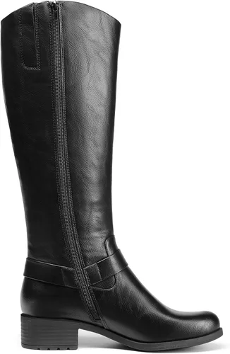 Vista 2 de DREAM PAIRS Botas para mujer hasta la rodilla, cómodas botas de equitación con cremallera lateral