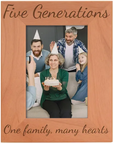 Vista 22 de Gifts For All By Rachel Olevia Five Generations One Family Many Hearts - Marco de fotos de madera natural grabado de 4 x 6 pulgadas, diseño