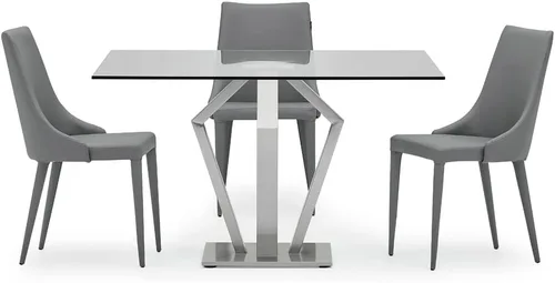 Vista 7 de ZURI Jillian - Silla de comedor de cuero sintético gris con respaldo curvado