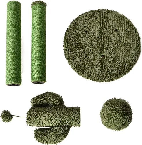 Vista 4 de Amazon Basics - Poste rascador para gatos, con forma de cactus, triple poste para interior, con bola colgante, para gatos y gatitos, pequeño