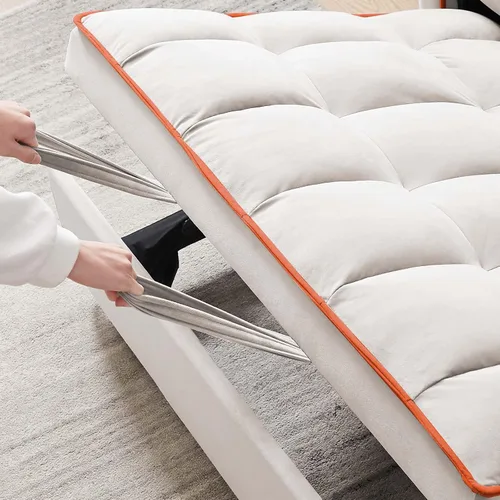 Vista 8 de Antetek Sofá cama con puerto USB y tipo C, moderno sofá biplaza convertible 3 en 1 de terciopelo extraíble con soporte para teléfono/portavasos