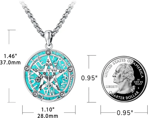 Vista 119 de Joyas de turquesa para mujeres y hombres de plata de ley 925 con colgante de urna para cenizas, collar con medallón de imagen, martillo de Thor