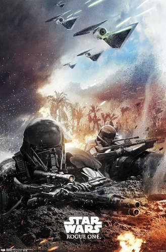 Vista 9 de Trends International Star Wars: Rogue One - Póster de pared de trinchera, 14.725 x 22.375 pulgadas, versión enmarcada de madera de granero Versión