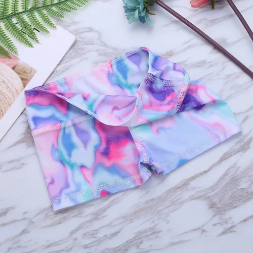 Vista 5 de Pantalones cortos de gimnasia para niñas y niñas, teñido anudado, pantalones cortos atléticos para gimnasio, yoga, correr, ropa deportiva