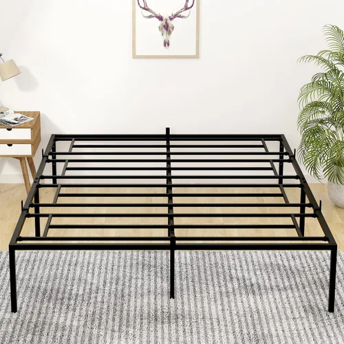 Vista 3 de Alkmaar Base de cama tamaño Queen de 14 pulgadas, plataforma de metal, no necesita somier, base de colchón resistente con soporte de listones