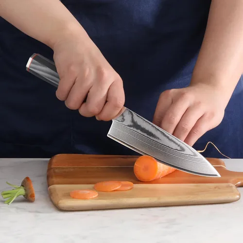 Vista 6 de Cangshan YARI Series 501219 - Cuchillo de chef de 6 pulgadas con funda, acero de Damasco X-7