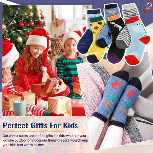 Vista 11 de Eocom 6 pares de calcetines de invierno cálidos de lana para niños y niñas