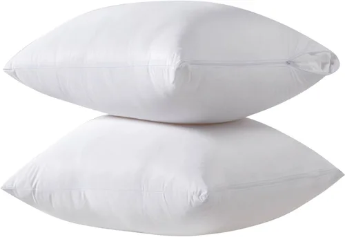 Vista 4 de Protectores de almohada de viscosa de bambú refrescante a prueba de plumas con cremallera, tamaño estándar, fundas impermeables a prueba de plumón