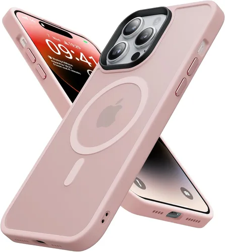 Vista 10 de Funda para iPhone 14 Pro Max, protección contra caídas de grado militar, compatible con MagSafe, fuerte magnético a prueba de golpes, translúcido