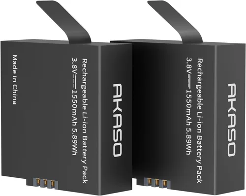 Vista 3 de AKASO Brave 8 y Brave 8 Lite 2X 1550mAh Batería recargable de cámara de acción con cargador dual USB
