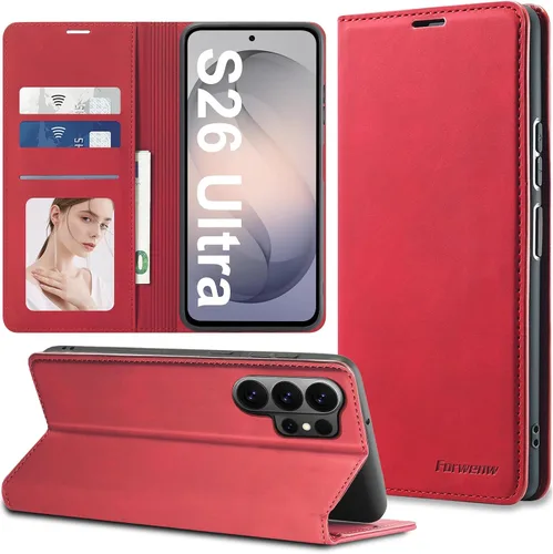 Vista 53 de Funda de piel con tapa para Samsung Galaxy Z Flip 3, con protección de bisagra, delgada y magnética tipo cartera [1 tarjetero], funda protectora a