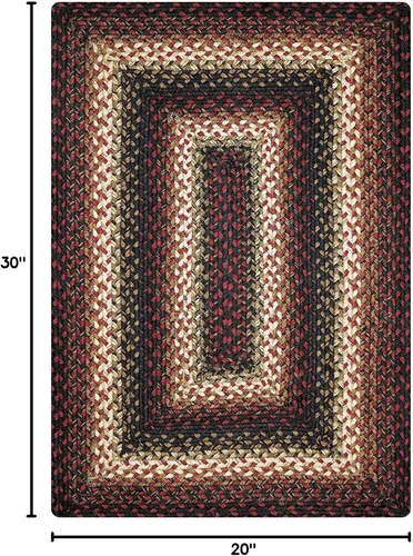 Vista 181 de Homespice Apple Pie - Alfombra ovalada roja de 2 x 3 pies, alfombra de cocina trenzada para decoración primitiva y rústica, reversible, yute sin