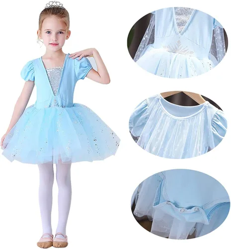 Vista 6 de REXREII Vestido de tutú de princesa para niñas pequeñas Rapunzel Sofía blanco nieve Frozen Elsa disfraz de Halloween